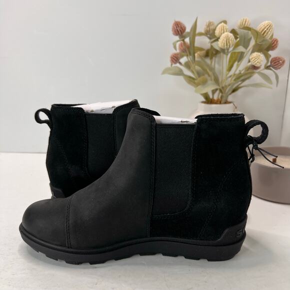 Sorel Evie II Chelsea Boot Waterproof Leather/Suede Wedge Black Women 8 NWOB - Picture 6 of 10